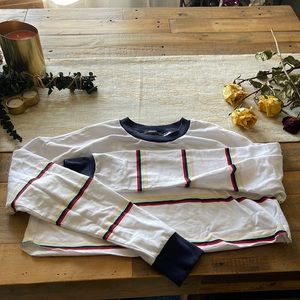 Bright White Crop Rainbow Top. Stripes. Lines. Forever 21. Small.